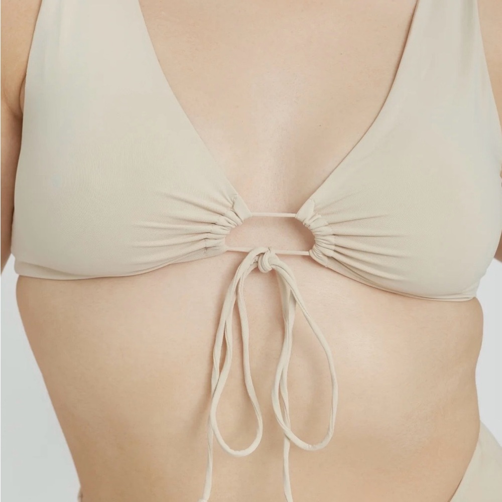 Riot Swim Coconut Beige Tie-Front Bikini Top